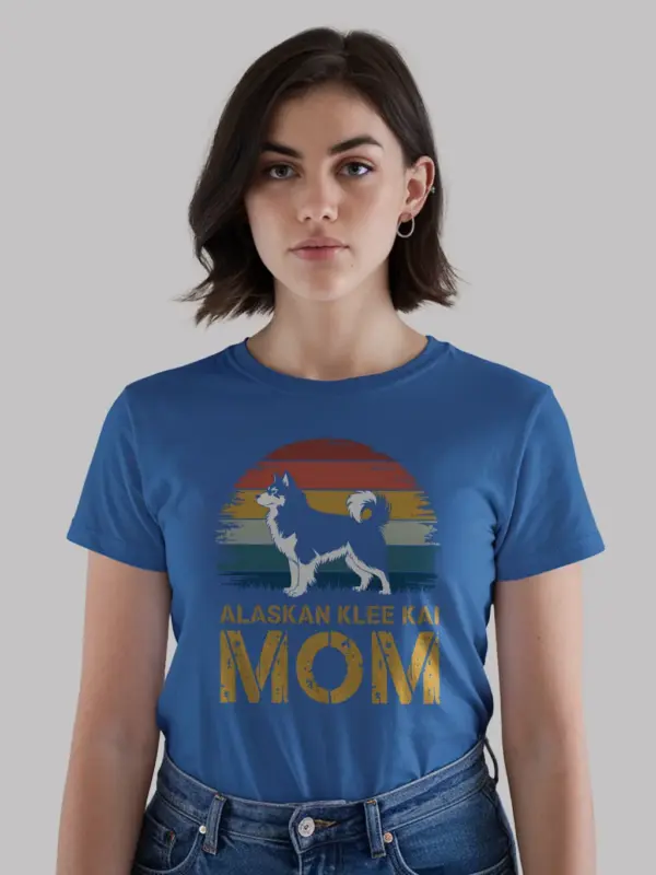 Royal blue klee kai mom shirt – grey dog lover top, cute pet gift