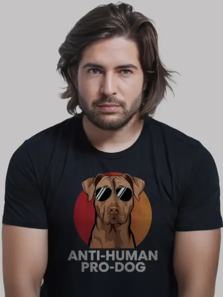 Anti-human pro-dog shirt in black – funny dog lover tee, sarcastic animal shirt
