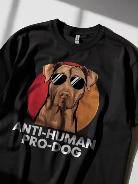 Anti-human pro-dog shirt in black – funny dog lover tee, sarcastic animal shirt
