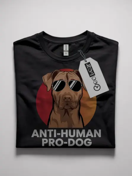 Anti-human pro-dog shirt in black – funny dog lover tee, sarcastic animal shirt