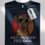Anti-Human Pro-Dog Shirt in Navy – Dog Humor Shirt, Animal Lover Gift