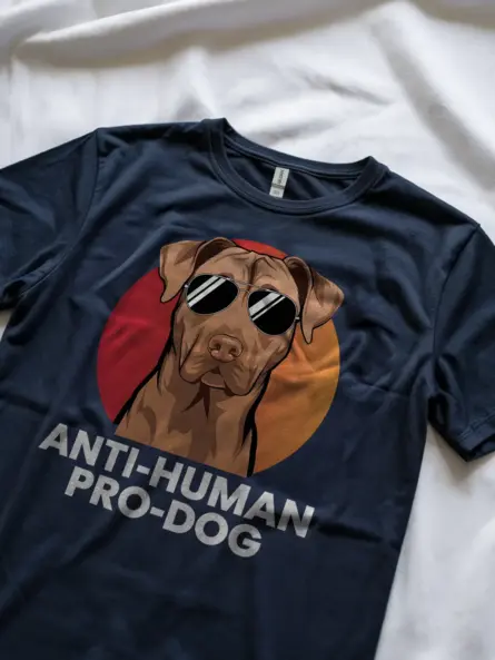 Anti-human pro-dog shirt in navy – dog humor shirt, animal lover gift