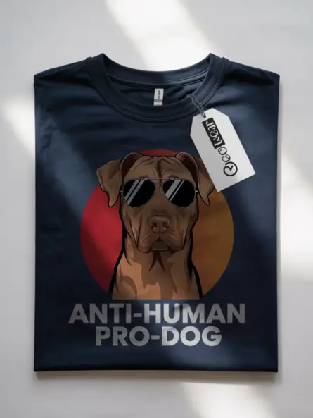 Anti-human pro-dog shirt in navy – dog humor shirt, animal lover gift