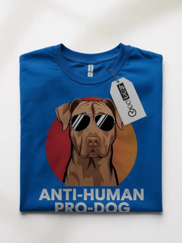 Anti-human pro-dog shirt in royal blue – sarcastic dog lover tee, pet humor t-shirt