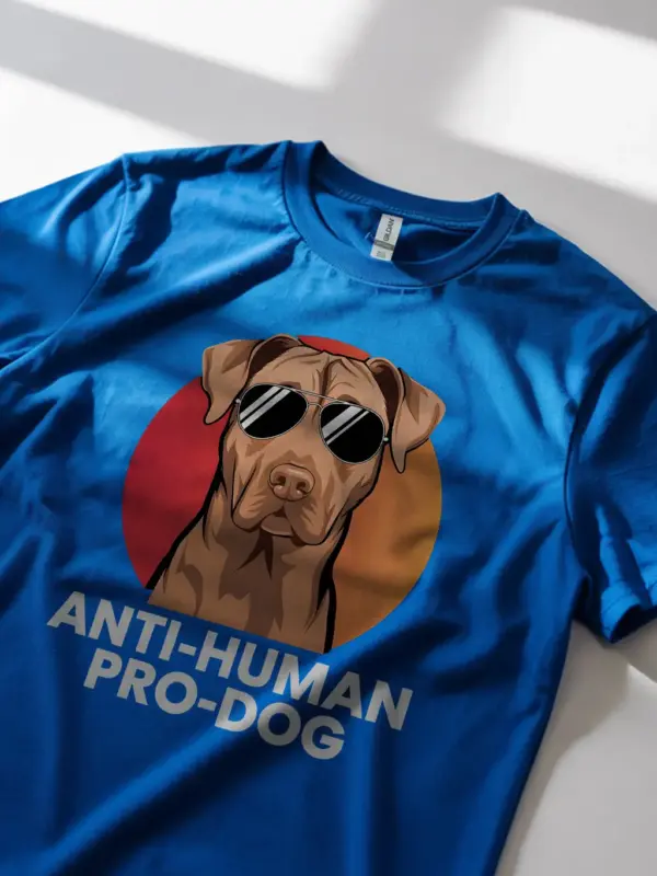 Anti-human pro-dog shirt in royal blue – sarcastic dog lover tee, pet humor t-shirt