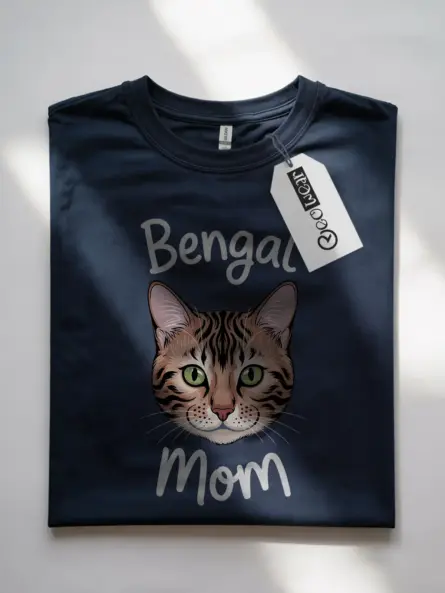 Navy bengal cat mom shirt – simple bengal cat illustration t-shirt