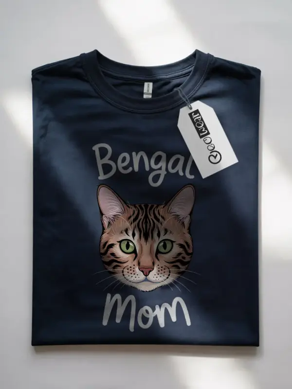 Navy bengal cat mom shirt – simple bengal cat illustration t-shirt