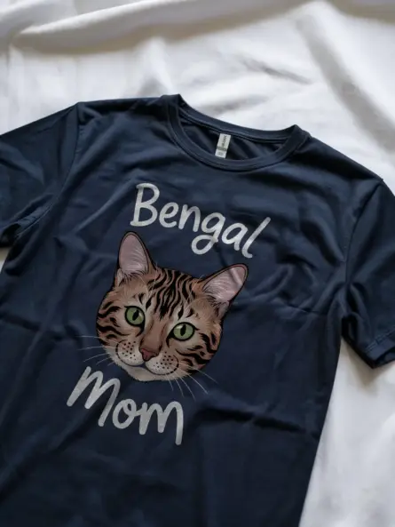 Navy bengal cat mom shirt – simple bengal cat illustration t-shirt