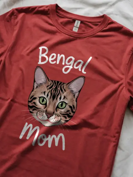 Red bengal cat mom shirt – funny gift for bengal cat lovers