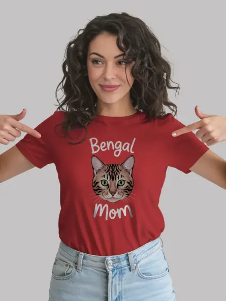 Red bengal cat mom shirt – funny gift for bengal cat lovers