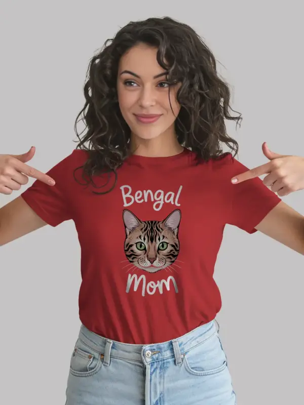 Red bengal cat mom shirt – funny gift for bengal cat lovers