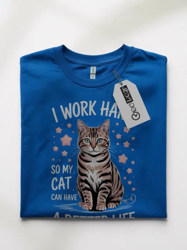 Royal blue bengal cat motivational shirt – pet cat mom dad tee