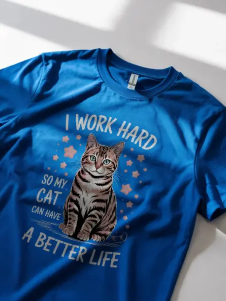 Royal blue bengal cat motivational shirt – pet cat mom dad tee