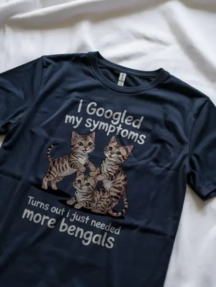 Navy bengal cat shirt – pet cat mom dad tee