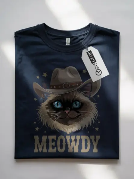 Navy birman cat meowdy shirt – western cat mom dad gift tee