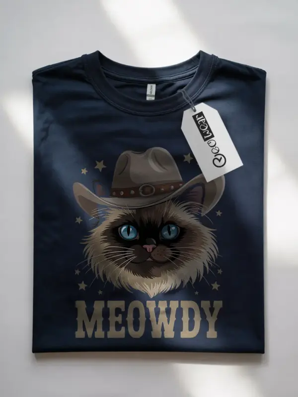 Navy birman cat meowdy shirt – western cat mom dad gift tee