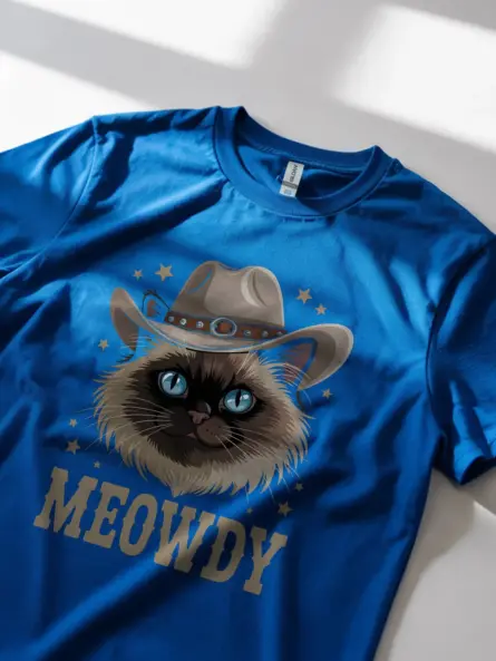 Royal blue birman cat meowdy shirt – cute howdy cat t-shirt
