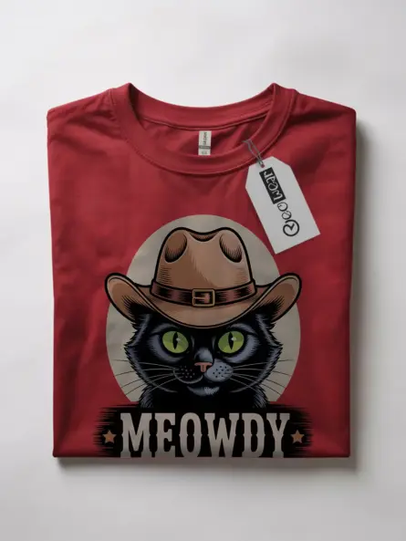 Red bombay cat meowdy shirt – western cat mom dad gift tee
