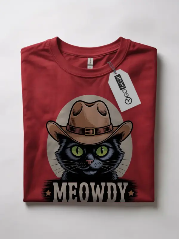 Red bombay cat meowdy shirt – western cat mom dad gift tee