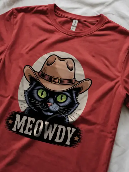 Red bombay cat meowdy shirt – western cat mom dad gift tee