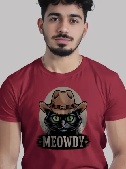 Red bombay cat meowdy shirt – western cat mom dad gift tee