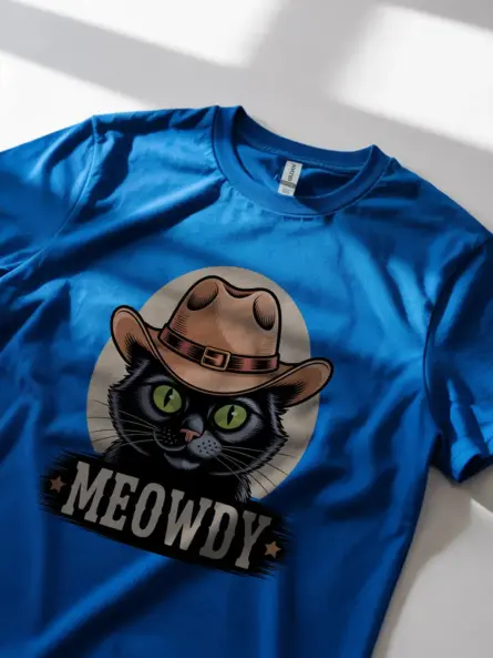Royal blue bombay cat meowdy shirt – cute howdy cat t-shirt
