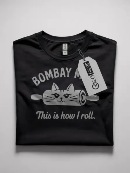 Bombay mom cat shirt in black – funny cat mom shirt, this is how i roll tee