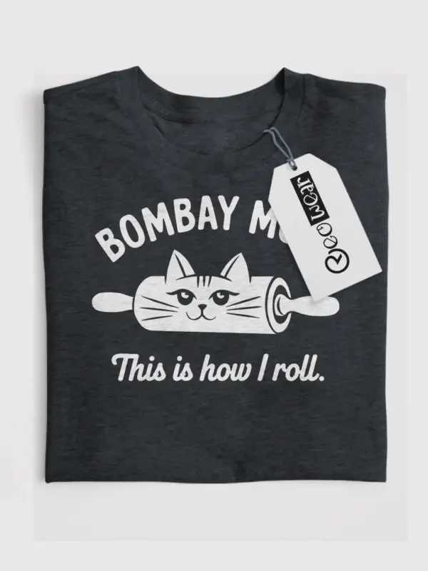 Bombay mom cat shirt in dark heather – rolling pin cat design, gift for cat moms