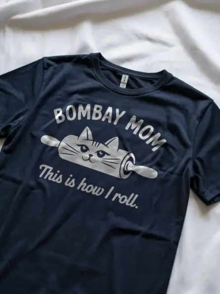 Bombay mom cat shirt in navy – this is how i roll shirt, funny cat lover gift