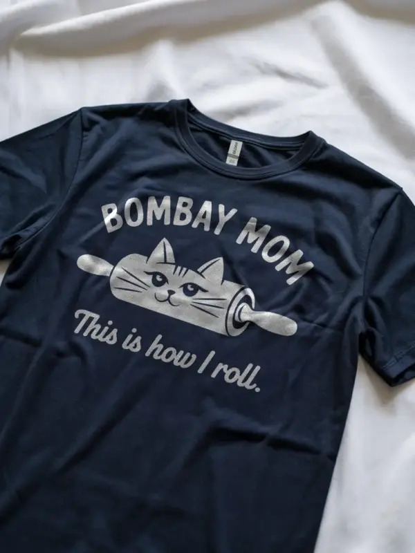Bombay mom cat shirt in navy – this is how i roll shirt, funny cat lover gift