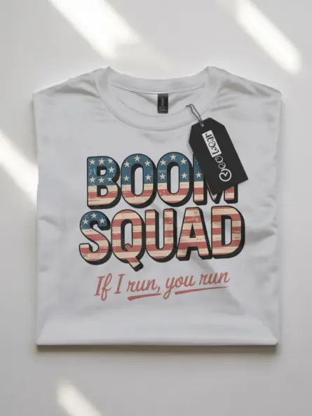 Boom Squad Shirt in White – Boom Squad Shirt, Patriotic Gifts, Funny 4th of July Tee