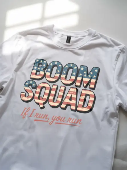 Boom squad shirt in white – boom squad shirt, patriotic gifts, funny 4th of july tee