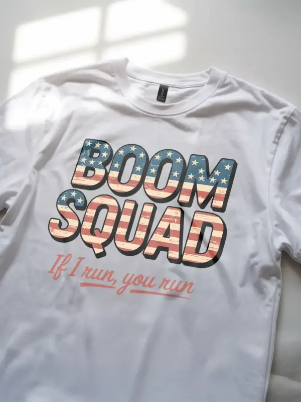 Boom squad shirt in white – boom squad shirt, patriotic gifts, funny 4th of july tee