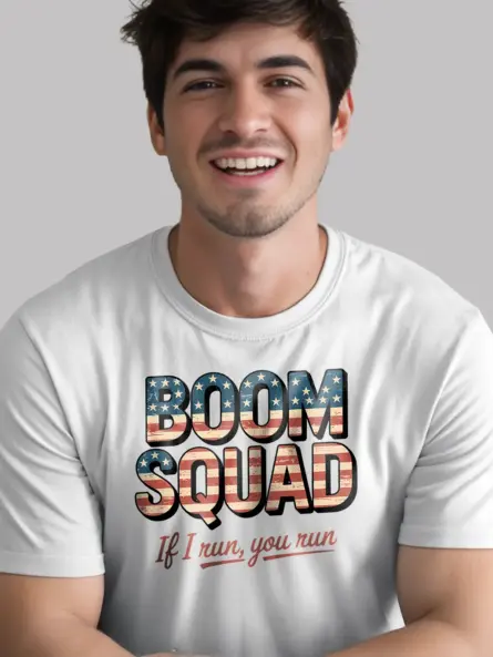 Boom Squad Shirt in White – Boom Squad Shirt, Patriotic Gifts, Funny 4th of July Tee