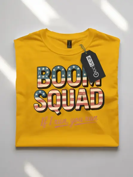 Boom squad shirt in yellow – independence day shirt, if i run you run shirt, boom squad shirt