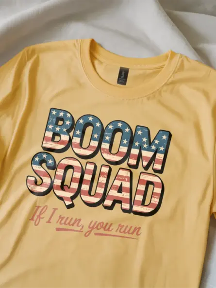Boom squad shirt in yellow – independence day shirt, if i run you run shirt, boom squad shirt
