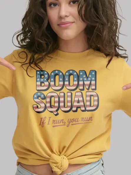 Boom squad shirt in yellow – independence day shirt, if i run you run shirt, boom squad shirt