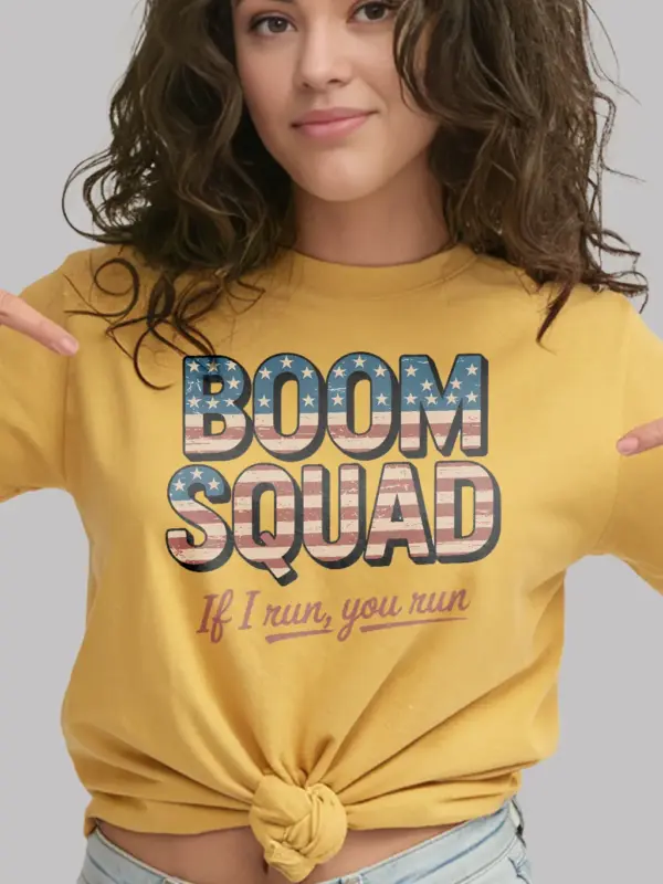 Boom squad shirt in yellow – independence day shirt, if i run you run shirt, boom squad shirt