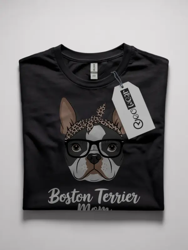 Boston terrier mom shirt in black – funny dog lover gift, cute boston t-shirt