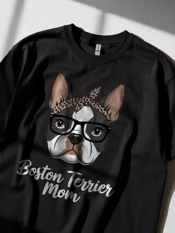 Boston terrier mom shirt in black – funny dog lover gift, cute boston t-shirt