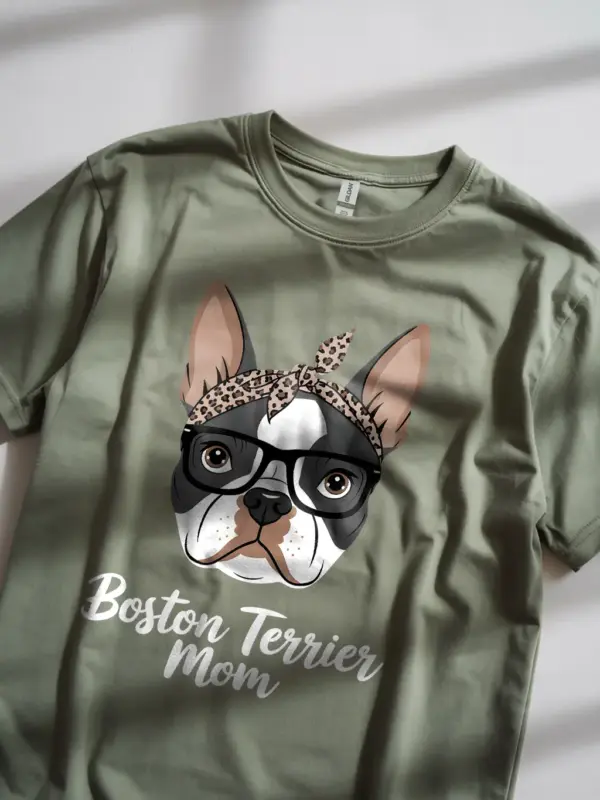 Military green boston terrier mama shirt – pet tee for dog moms