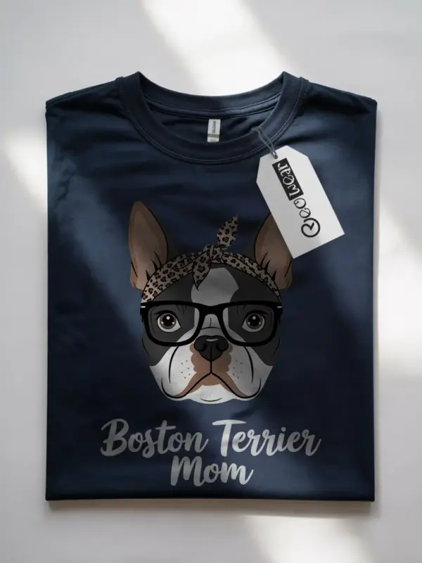 Navy cute boston terrier t-shirt – gift for her, dog mom shirt