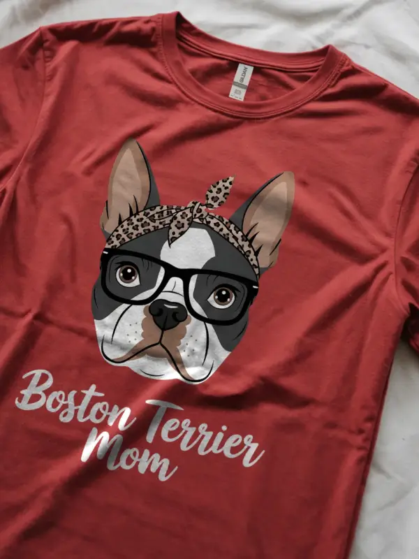 Red boston terrier mom shirt – funny gift for pet lovers, boston dog tee