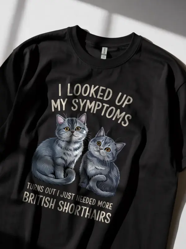 Ritish shorthair symptoms shirt in black – funny cat tee