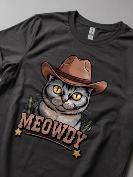 Dark heather burmese cat meowdy shirt – western cat mom dad gift tee