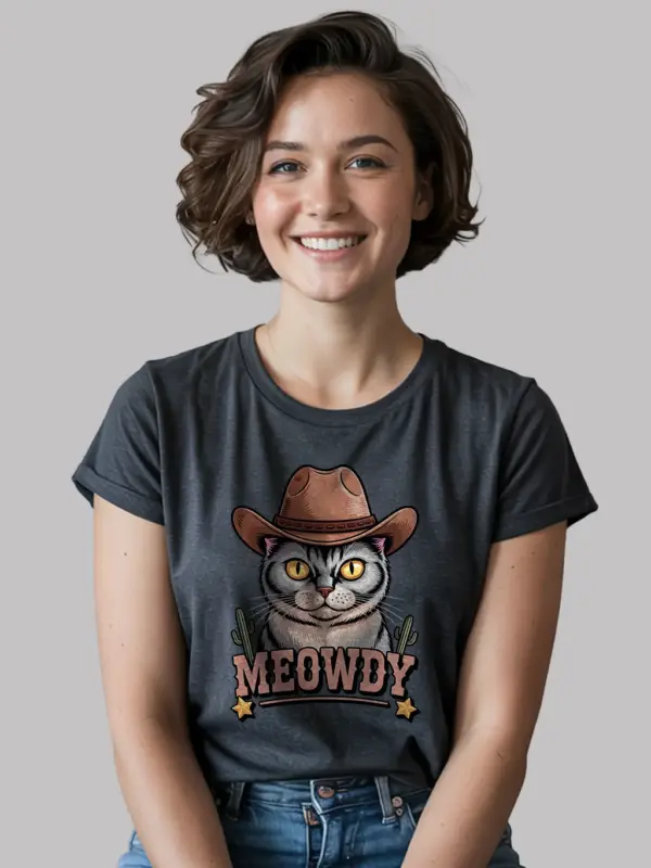 Dark heather burmese cat meowdy shirt – western cat mom dad gift tee