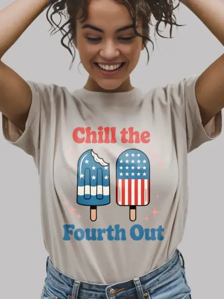 Chill The Fourth Out Shirt in Natural – Chill The Fourth Out Shirt, USA T-Shirt, Patriotic Shirt