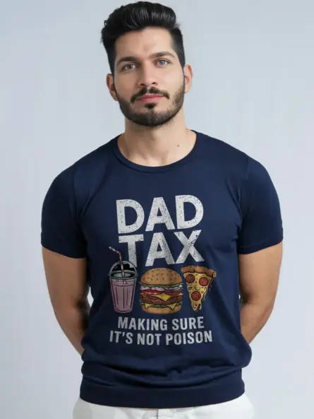 Dad tax t-shirt in navy – dad tax t-shirt, burger and fries t-shirt, funny gift for dads