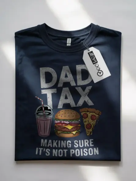 Dad tax t-shirt in navy – dad tax t-shirt, burger and fries t-shirt, funny gift for dads