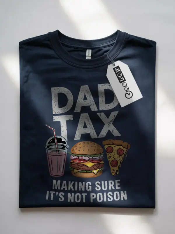 Dad tax t-shirt in navy – dad tax t-shirt, burger and fries t-shirt, funny gift for dads